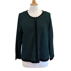 Vintage Doncaster Wool Blend Beaded Evening Jacket, Emerald Green, Size XL